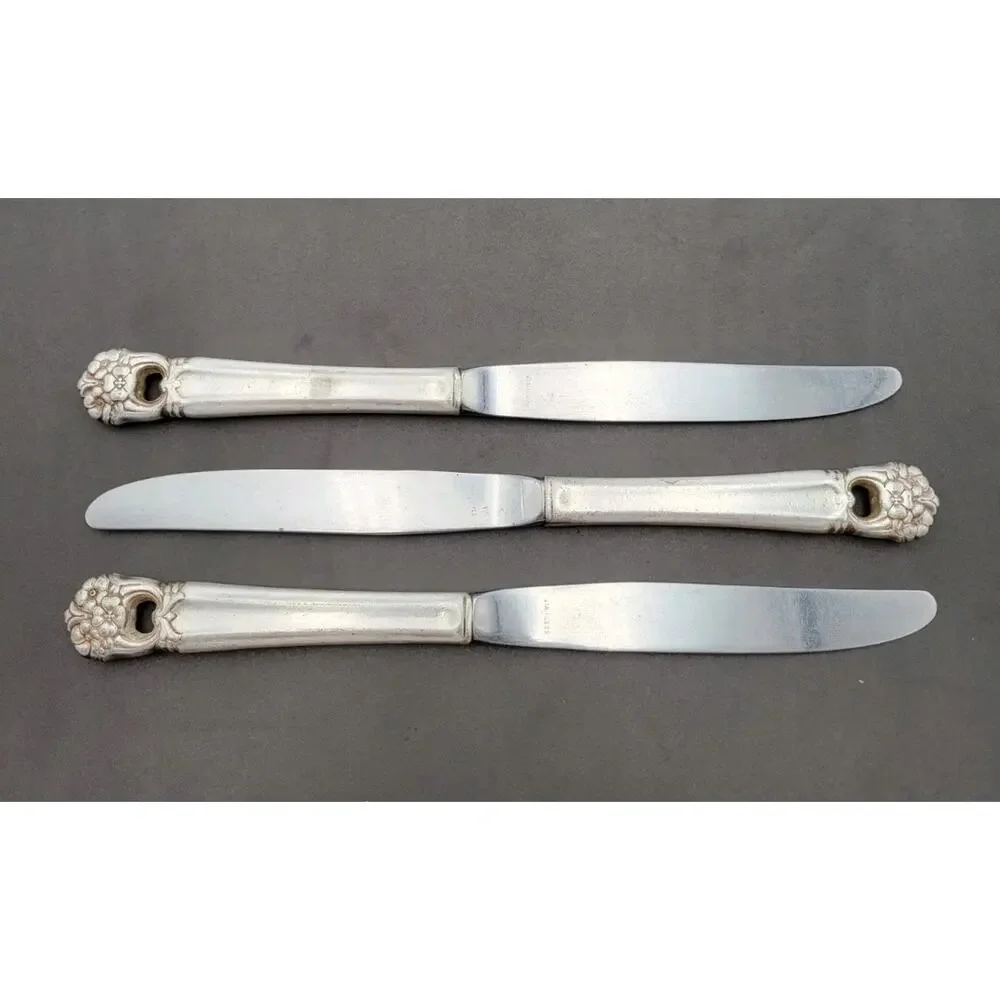 1847 Rogers Bros ETERNALLY YOURS Silverplate Set of 3 Hollow Dinner Knives Vtg
